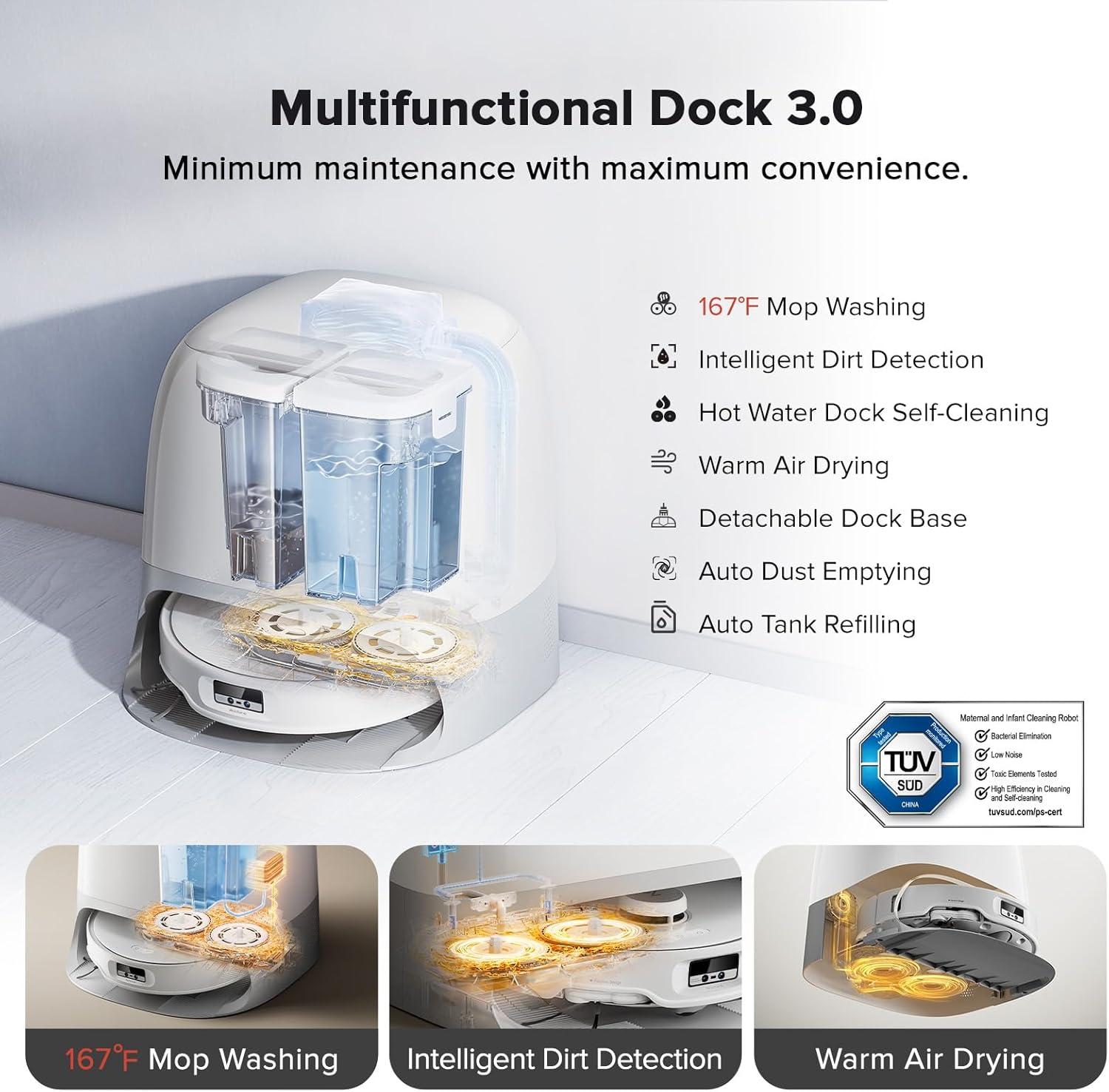 image:imageroborock Qrevo Curv Robot Vacuum and Mop 18500Pa Suction ZeroTangling AdaptiLift Chassis FlexiArm Technology Hot Water Mop Washing amp Dock Self Cleaning RenewedRoborock Qrevo Curv