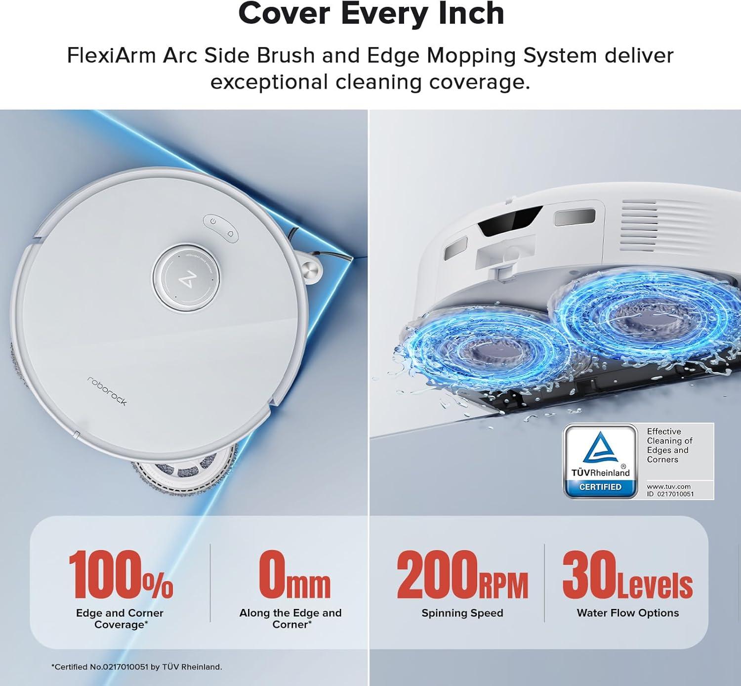 image:imageroborock Qrevo Curv Robot Vacuum and Mop 18500Pa Suction ZeroTangling AdaptiLift Chassis FlexiArm Technology Hot Water Mop Washing amp Dock Self Cleaning RenewedRoborock Qrevo Curv
