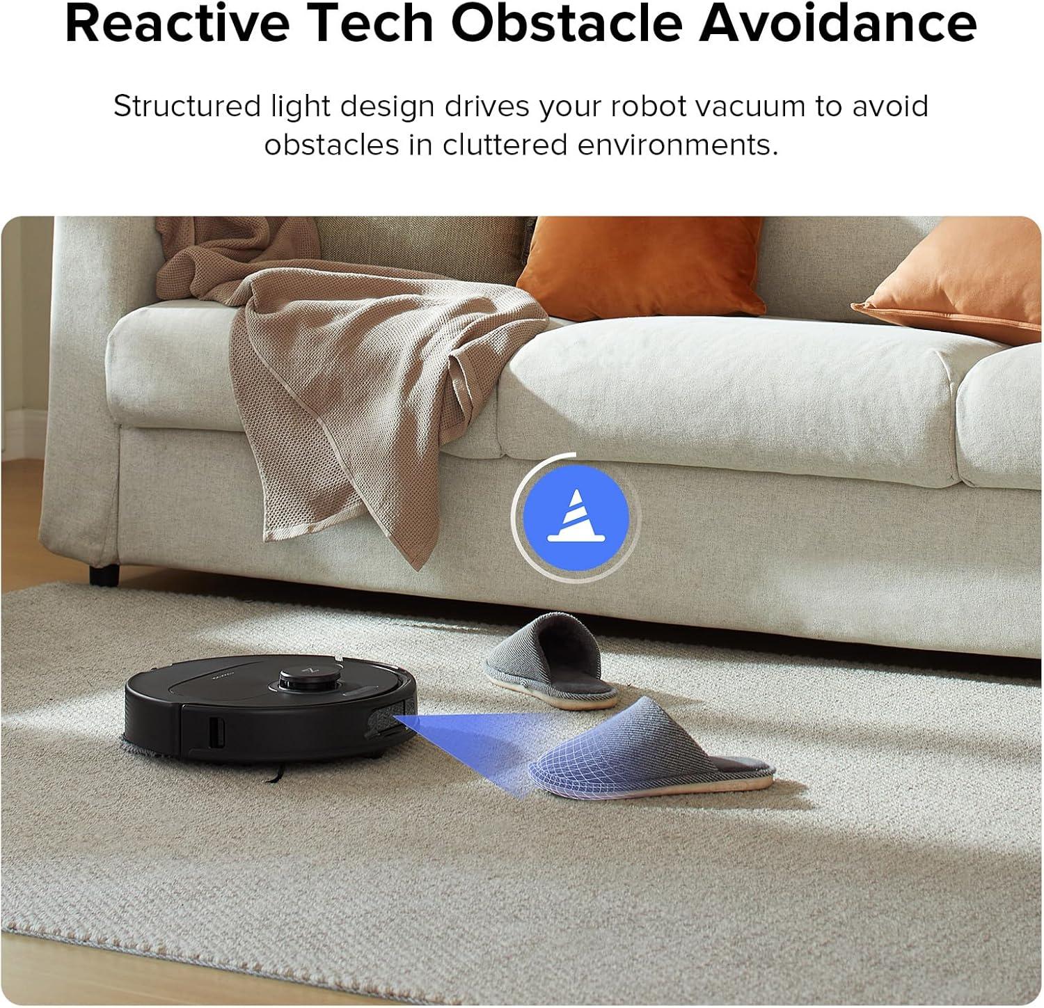 image:imageroborock Qrevo Plus Robot Vacuum and Mop with FlexiArm Design Edge Mopping Auto Mop Washing amp Drying Reactive Tech Obstacle Avoidance 7000 Pa Suction Black RenewedBlack