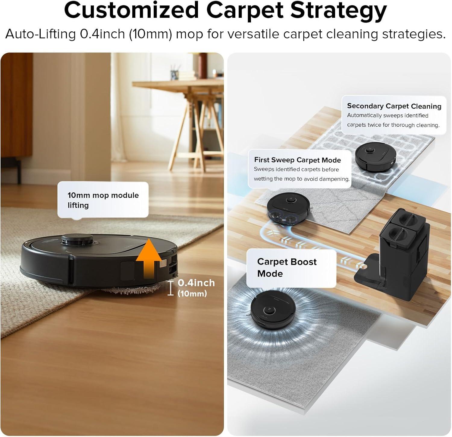 image:imageroborock Qrevo Plus Robot Vacuum and Mop with FlexiArm Design Edge Mopping SelfEmptying Auto Mop Washing amp Drying 7000 Pa Suction White RenewedBlack