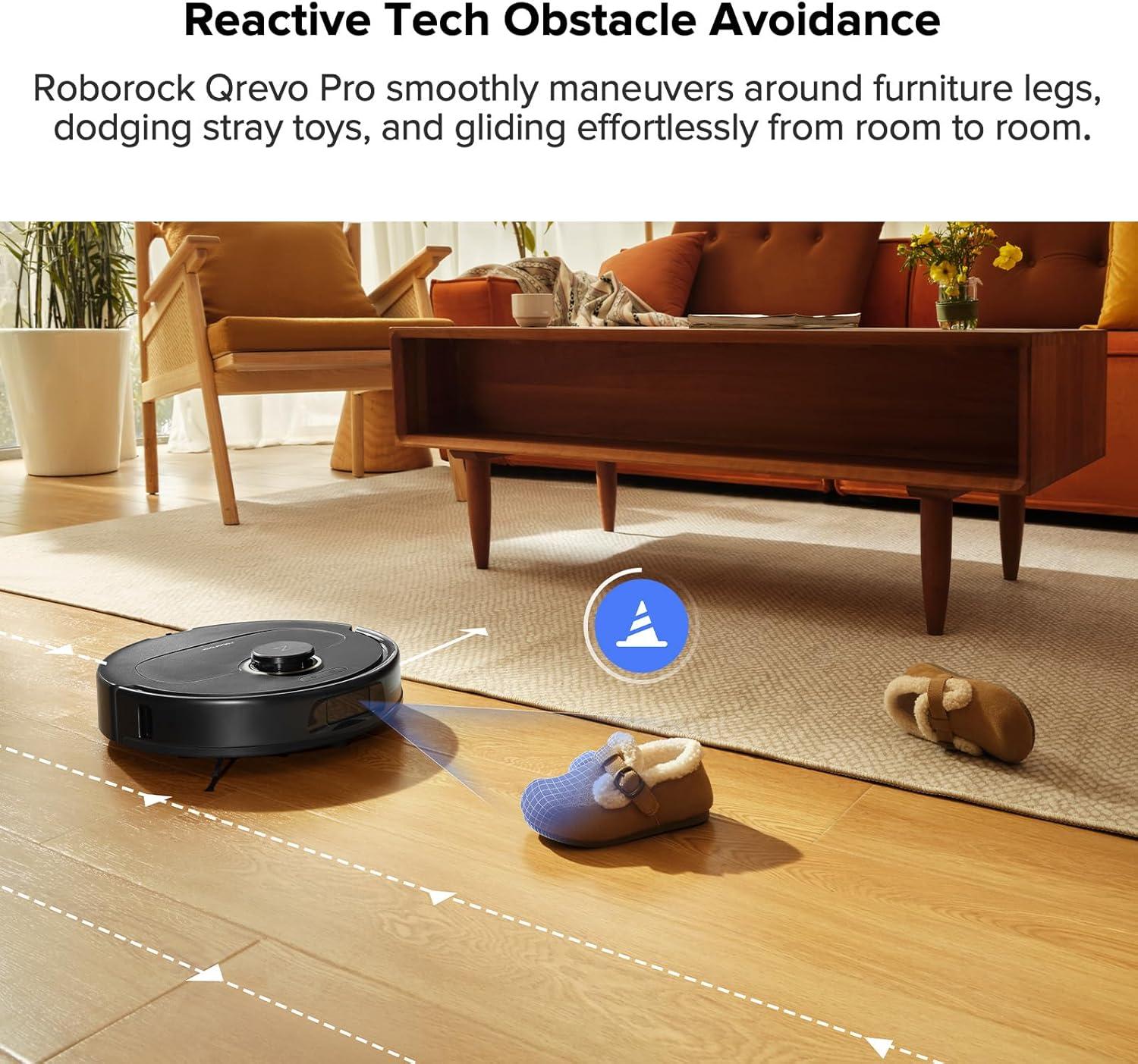 image:imageroborock Qrevo Pro Robot Vacuum and Mop with FlexiArm Design Edge Mopping Dynamic Hot Water Mop Washing and Auto Mop Drying 7000 Pa Suction Renewed