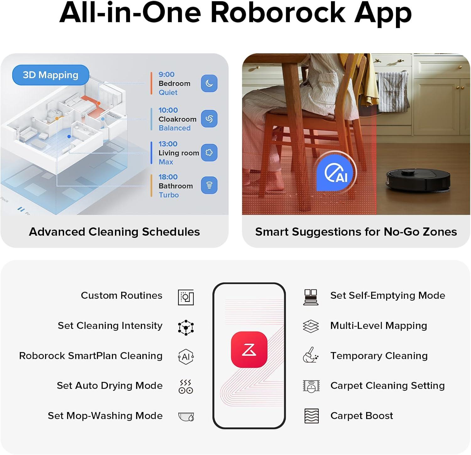 image:imageroborock Qrevo S Robot Vacuum and Mop SelfDrying Auto Mop Washing 7000Pa Suction SelfEmptying amp Refilling 10mm Mop Lifting Black RenewedBlack