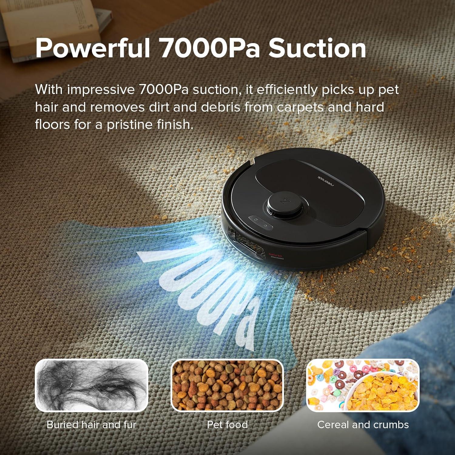 image:imageroborock Qrevo S Robot Vacuum and Mop SelfDrying Auto Mop Washing 7000Pa Suction SelfEmptying amp Refilling 10mm Mop Lifting Black RenewedBlack