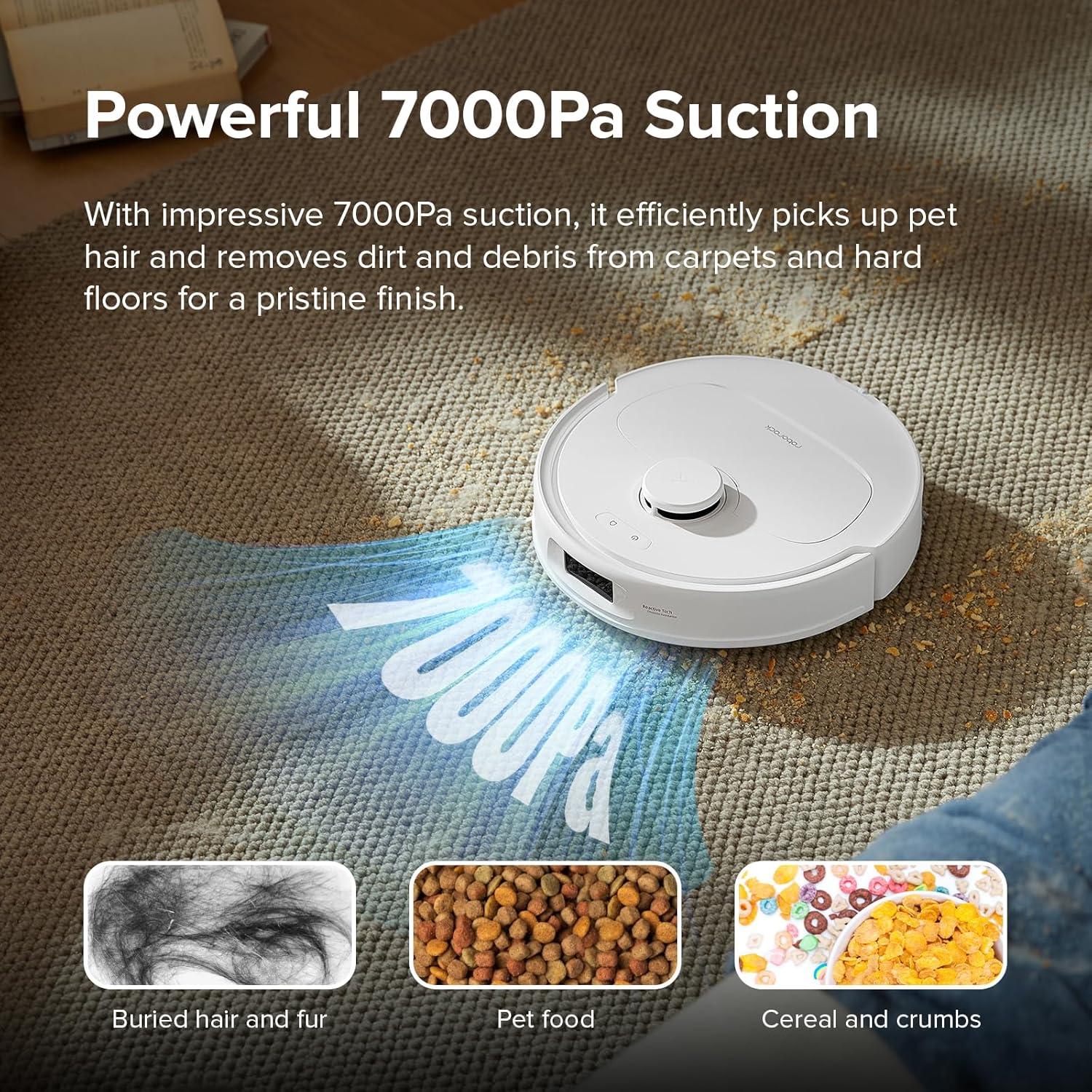 image:imageroborock Qrevo S Robot Vacuum and Mop SelfDrying Auto Mop Washing 7000Pa Suction SelfEmptying amp Refilling 10mm Mop Lifting Black RenewedWhite