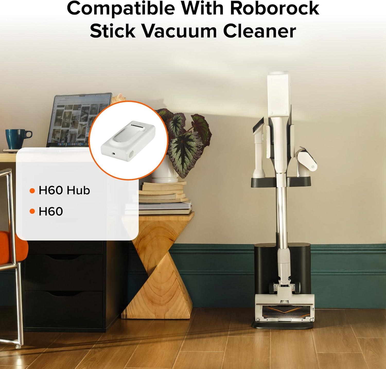 image:imageroborock Rechargeable Battery Pack for H60 Hub and H60 Cordless Vacuum Cleaner Stick Vacuum Cleaner for Home and Pet Hair AntiTangle Brush LED Dust Detection