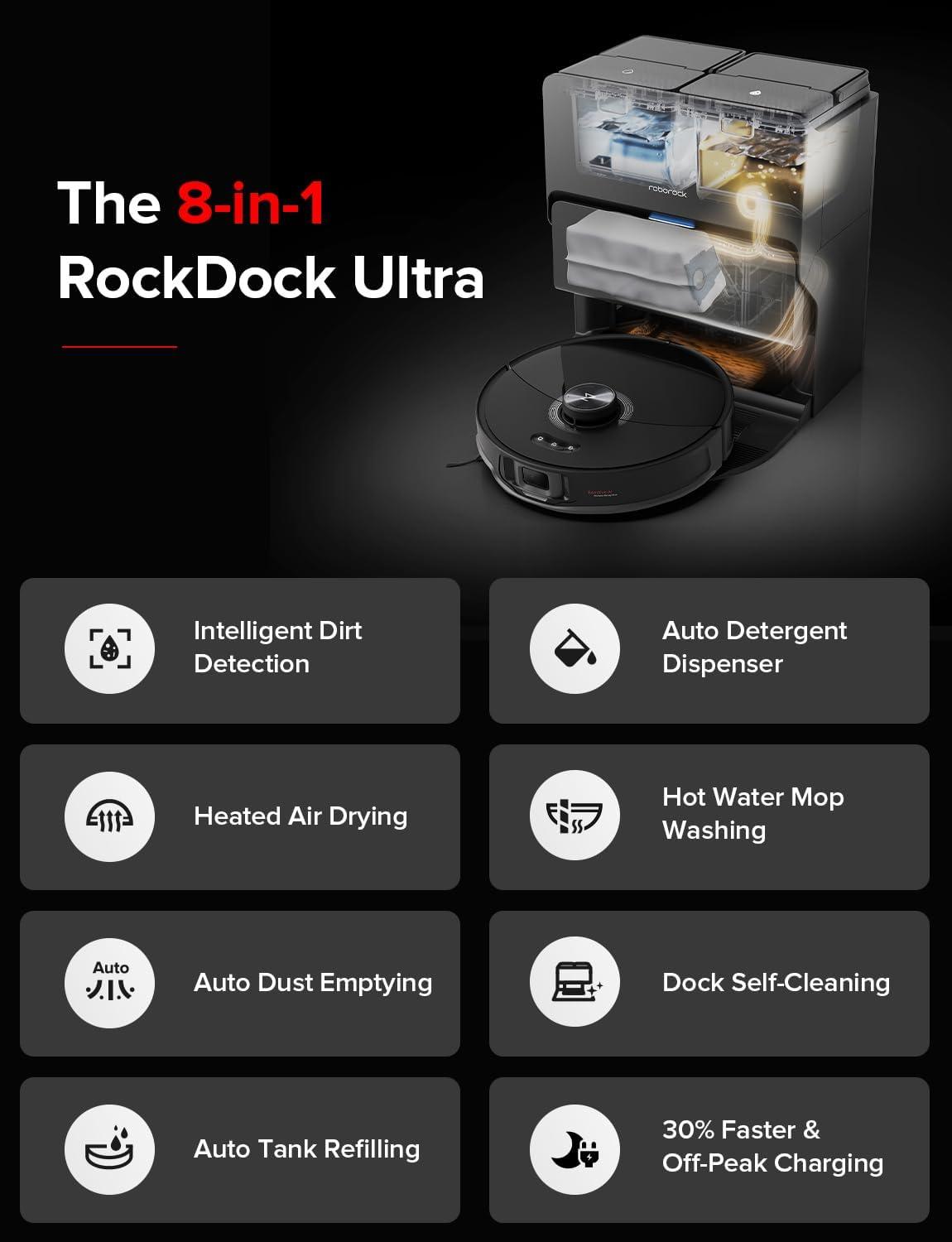 image:imageroborock S8 MaxV Ultra Robot Vacuum amp Sonic Mop 10000 Pa Suction Corner to Edge Deep Cleaning Hot Air SelfDrying Auto Empty amp Refill Detergent Dispenser Obstacle Avoidance Black RenewedS8 MaxV UltraBlack