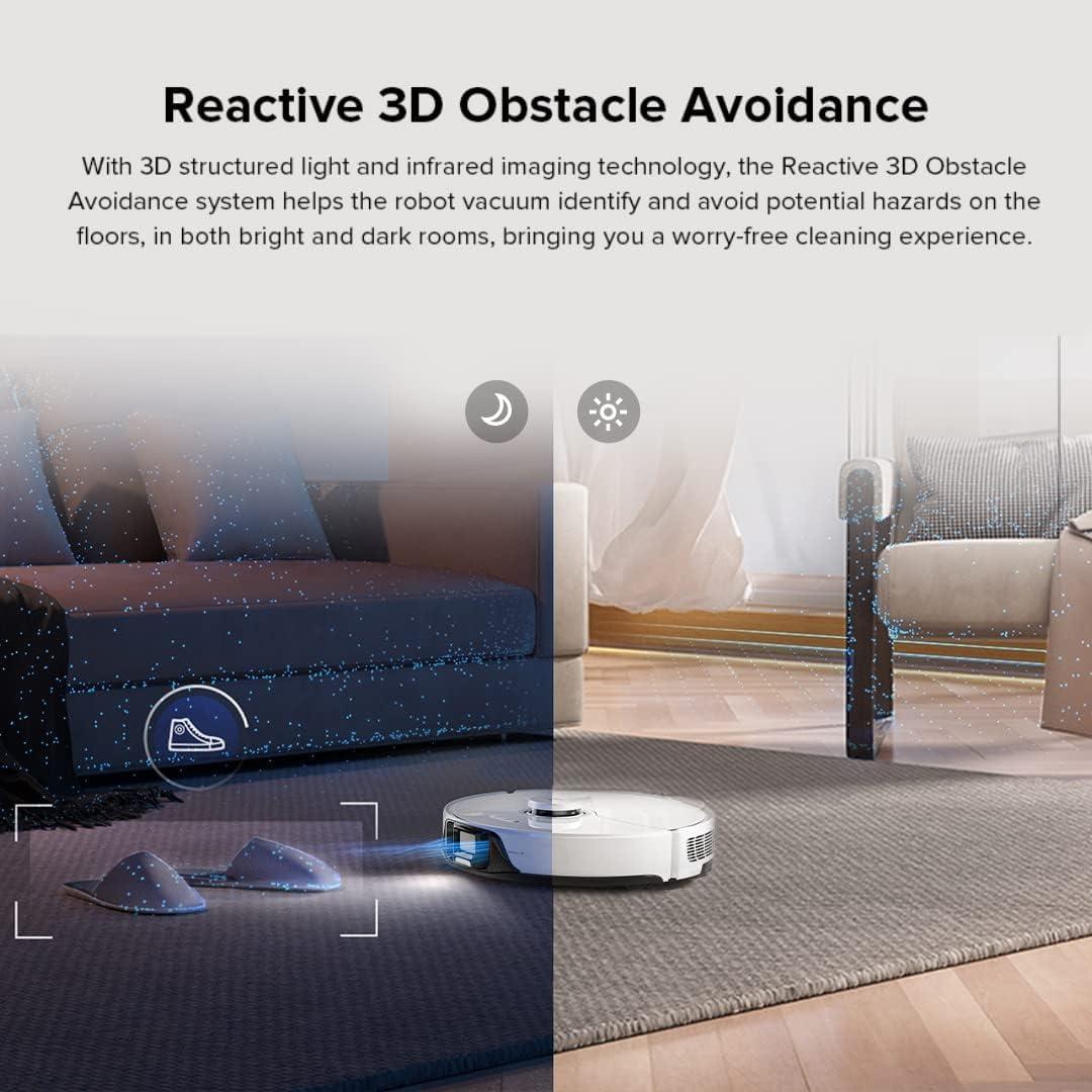 image:imageroborock S8 Robot Vacuum Sonic Mop with SelfEmpty Dock Stores up to 60Days of Dust Auto Lifting Mop Ultrasonic Carpet Detection 6000Pa Suction White RenewedS80