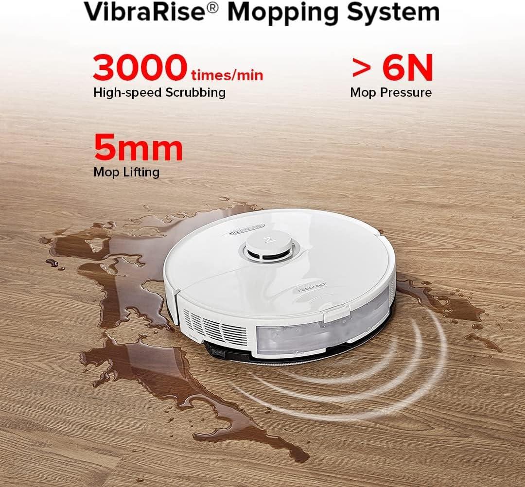 image:imageroborock S8 Robot Vacuum Sonic Mop with SelfEmpty Dock Stores up to 60Days of Dust Auto Lifting Mop Ultrasonic Carpet Detection 6000Pa Suction White RenewedS80