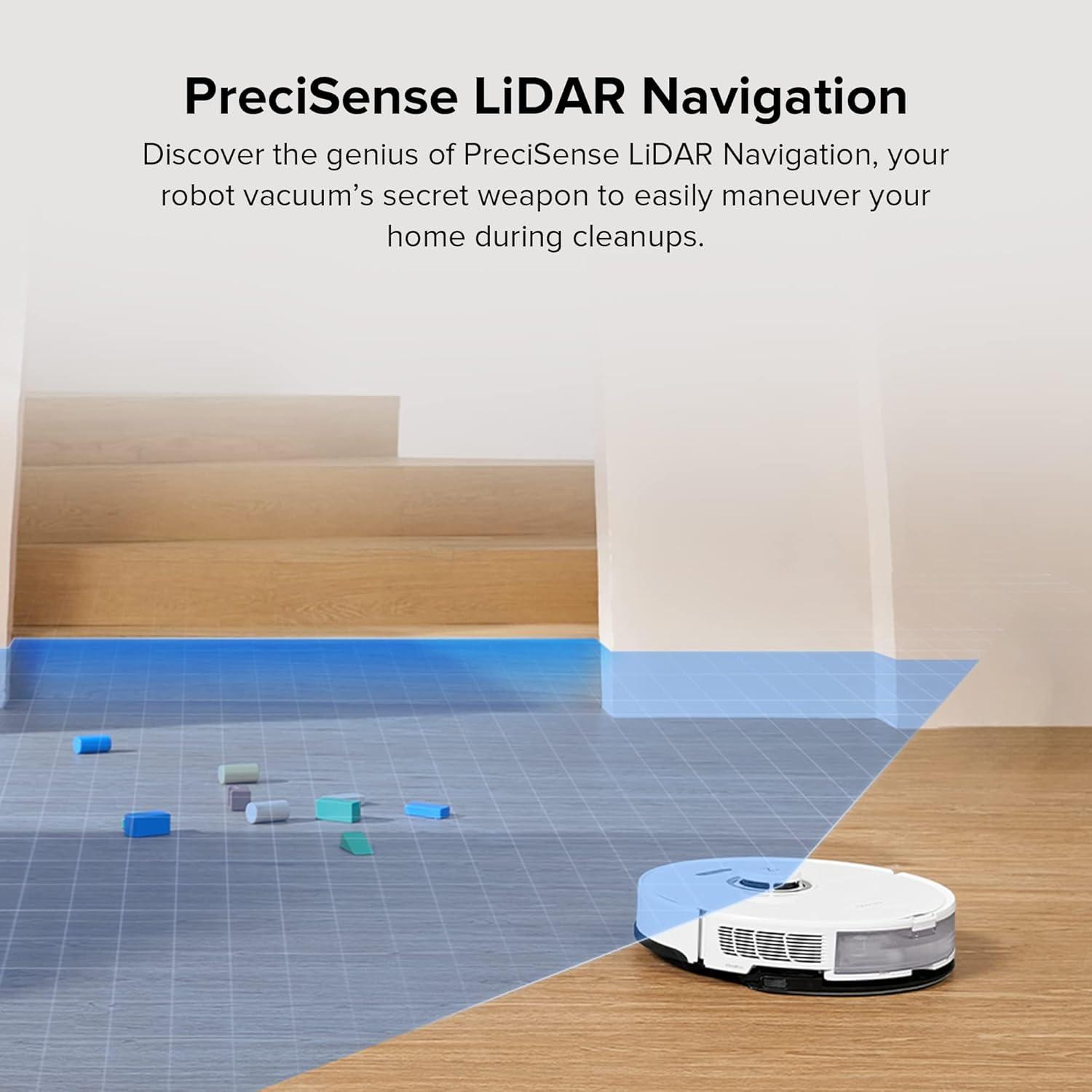 image:imageroborock S8 Robot Vacuum and Mop Cleaner DuoRoller Brush 6000Pa Suction ReactiveAI 20 Obstacle Avoidance Sonic Mopping Auto Lifting Mop Works with Alexa Perfect for Pet Hair White Renewed