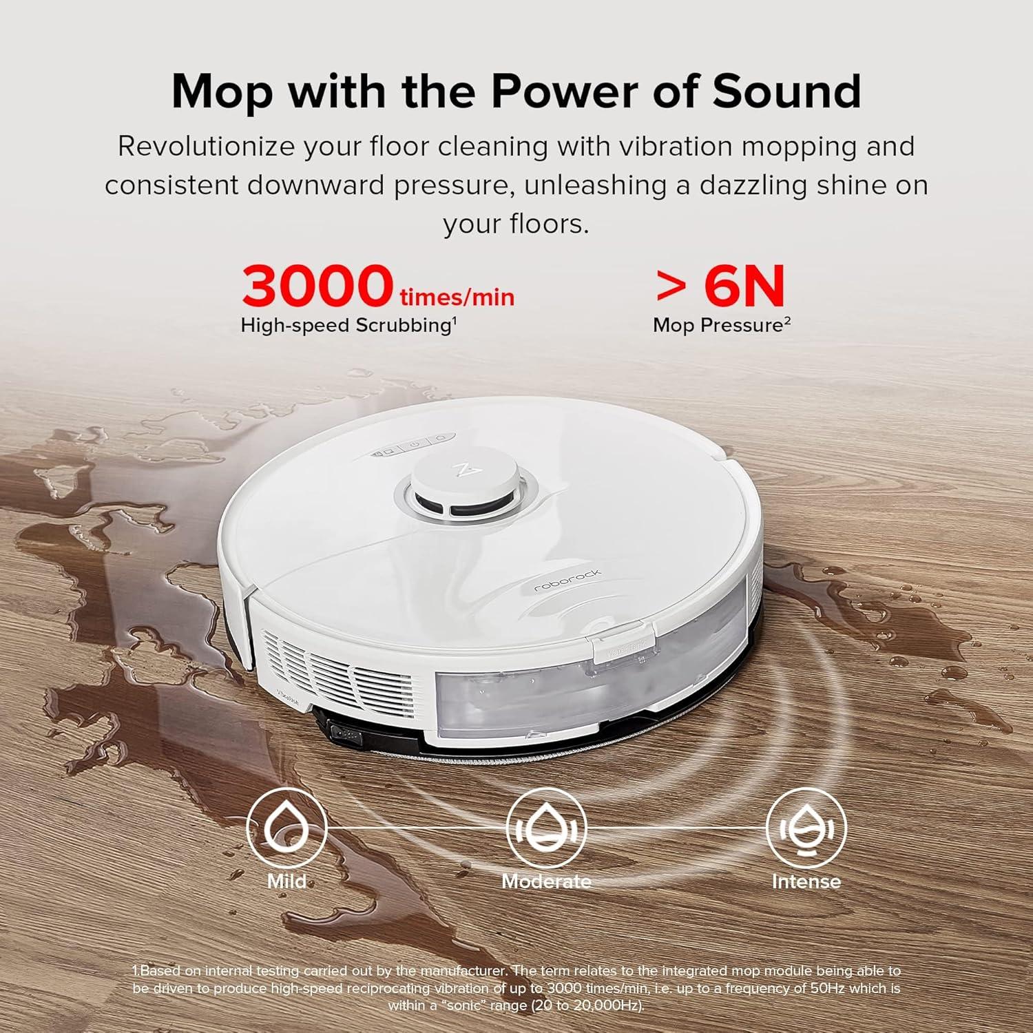 image:imageroborock S8 Robot Vacuum and Mop Cleaner DuoRoller Brush 6000Pa Suction ReactiveAI 20 Obstacle Avoidance Sonic Mopping Auto Lifting Mop Works with Alexa Perfect for Pet Hair White Renewed
