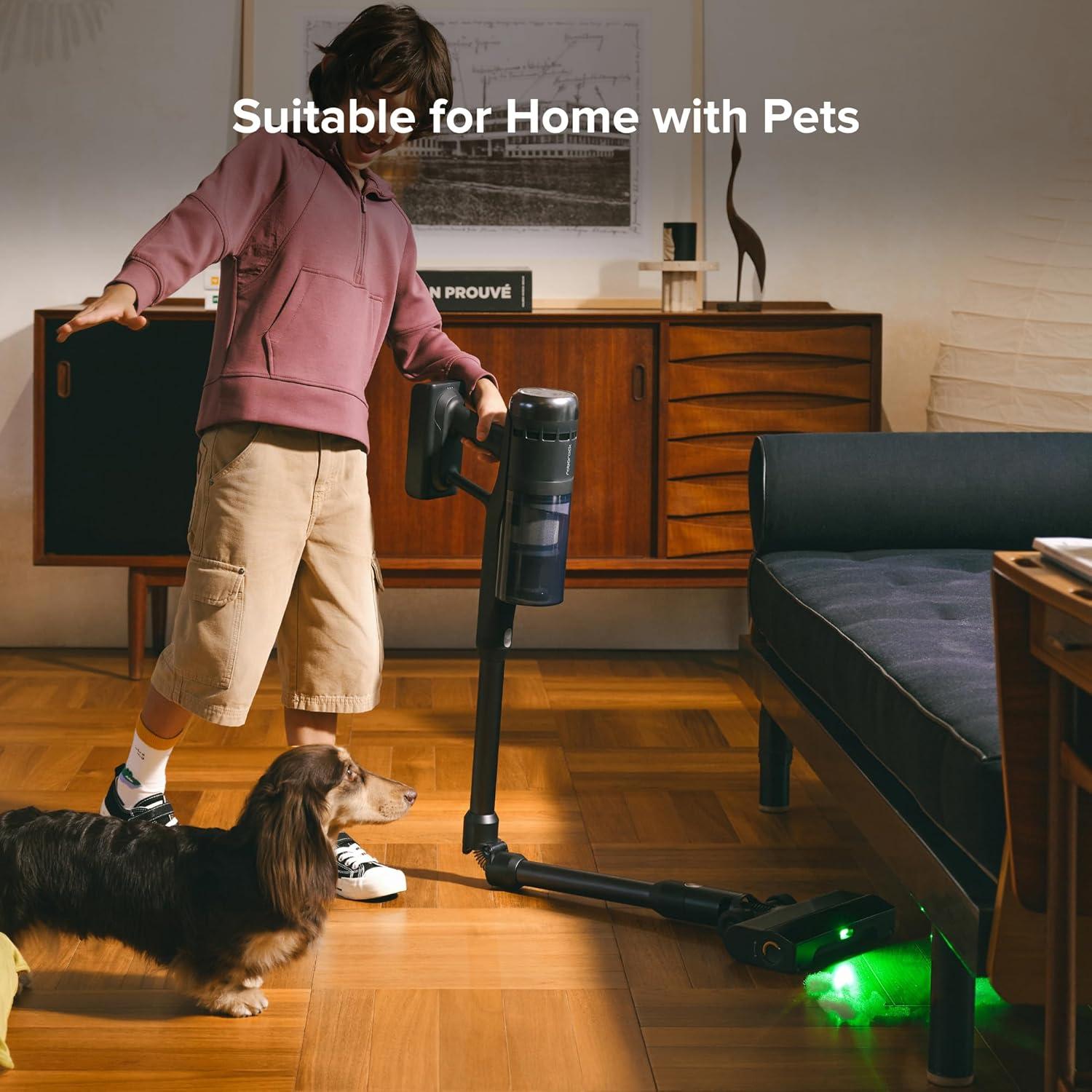 image:imageroborock Vacuum Cleaner Floor Stand for H60 H60 Pro and H60 Ultra Cordless Stick Vacuum Cleaner for Home and Pet Hair AntiTangle Brush LED Dust Detection Black