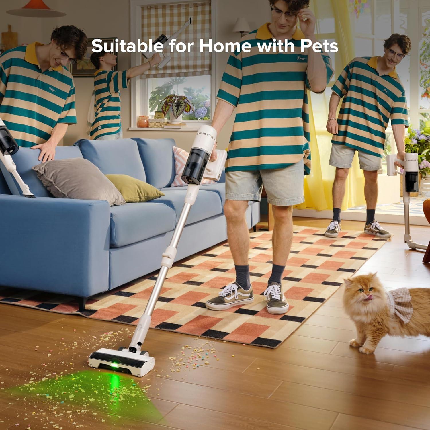 image:imageroborock Vacuum Cleaner Floor Stand for H60 H60 Pro and H60 Ultra Cordless Stick Vacuum Cleaner for Home and Pet Hair AntiTangle Brush LED Dust Detection White