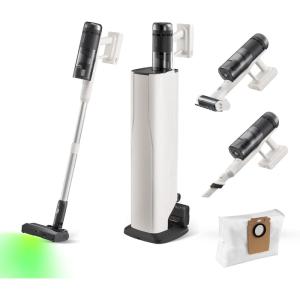 roborock H60 Hub Cordless Stick Vacuum Cleaner with Auto-Empty Dock, 115AW Suction for Carpets and Hard Floors, Vacuum Cleaners with 60-Min Runtime, Anti-Tangle Brush, 140° Green LED Dust Detection(H60 Hub Pro)