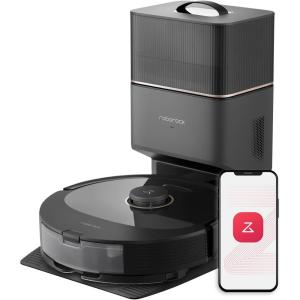 roborock Q8 Max+ Robot Vacuum and Mop, Self-Emptying, Reactive Tech Obstacle Avoidance, 5500 Pa Suction, White (Renewed)(Black)