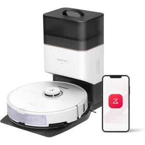 roborock S8+ Robot Vacuum, Sonic Mop with Self-Empty Dock, Stores up to 60-Days of Dust, Auto Lifting Mop, Ultrasonic Carpet Detection, 6000Pa Suction, White (Renewed)(S80+)