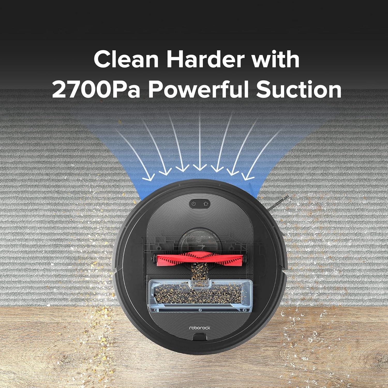 image:imageroborock Q5 Robot Vacuum with SelfEmpty Dock HandsFree Cleaning for up to 7 Weeks 2700Pa Max Suction 180mins Max RunTime Compatible with Alexa Perfect for Hard Floors Carpets and Pet Hair