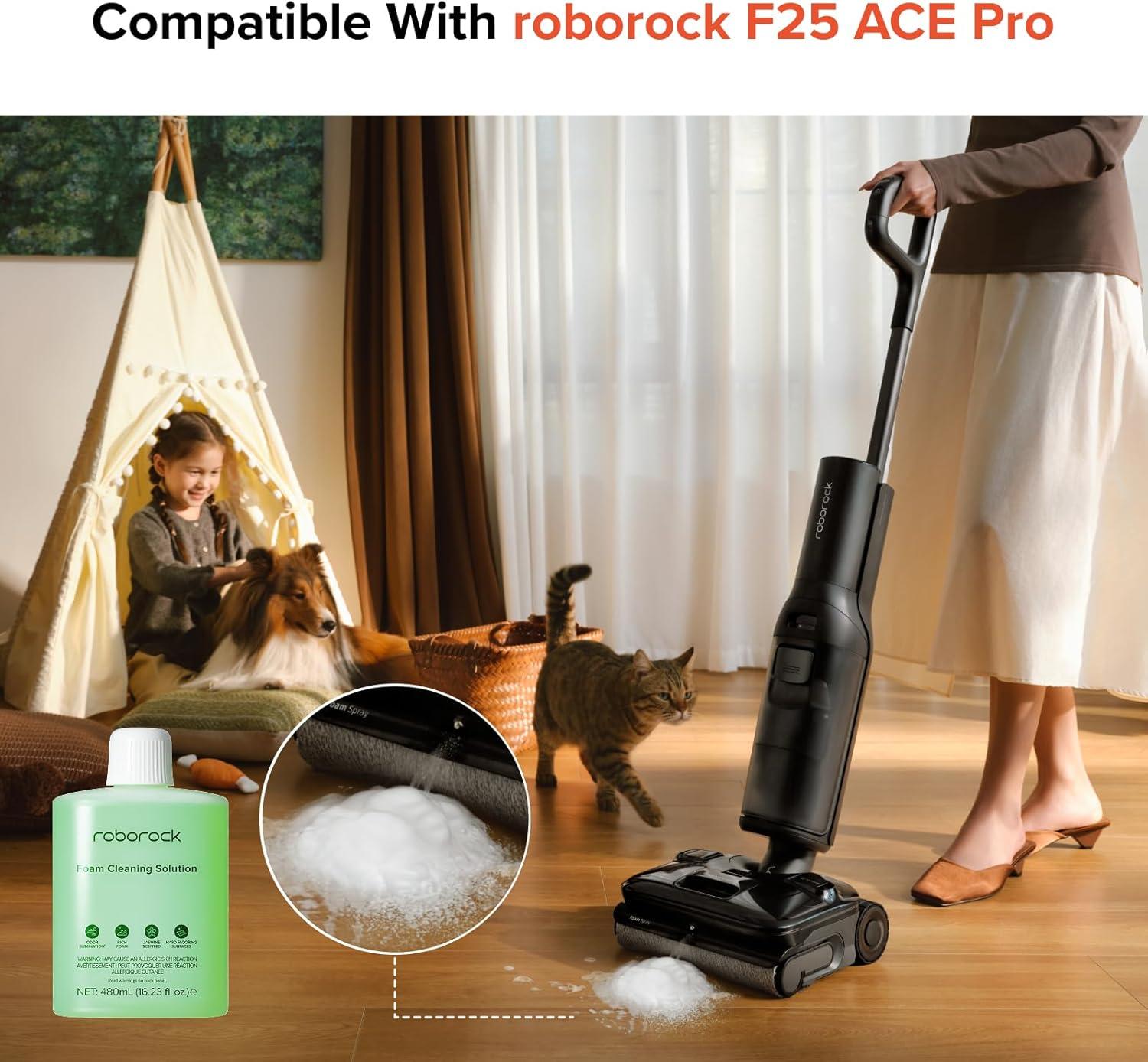 image:imageroborock Foam Floor Cleaning Solution Compatible with F25 ACE Pro Wet Dry Vacuum Cleaner Floor Cleaner for Hardwood Tile Hardfloor Ideal for Kitchen Mess Pet Zone 162 FL OZ Dilution Ratio 1200