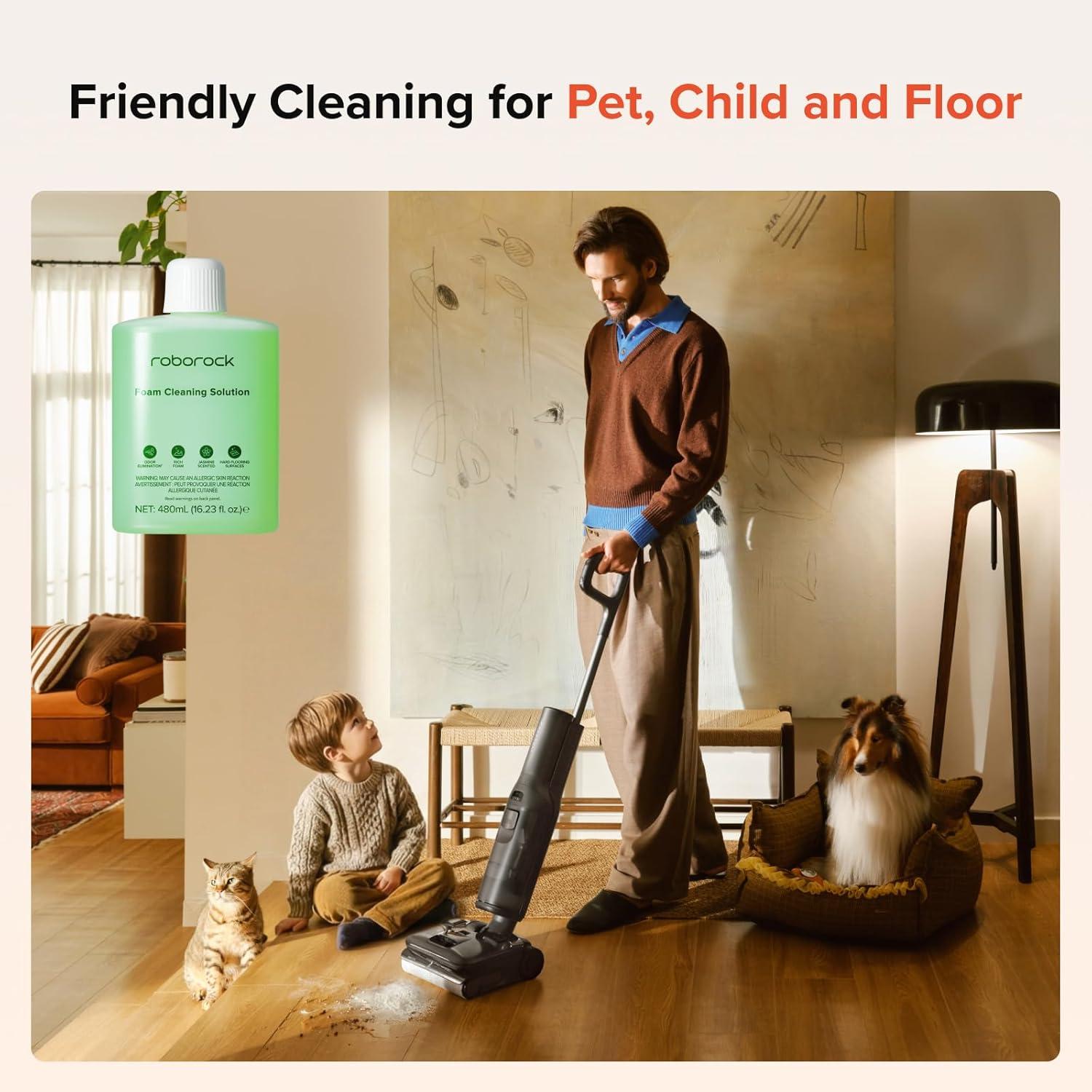 image:imageroborock Foam Floor Cleaning Solution Compatible with F25 ACE Pro Wet Dry Vacuum Cleaner Floor Cleaner for Hardwood Tile Hardfloor Ideal for Kitchen Mess Pet Zone 162 FL OZ Dilution Ratio 1200