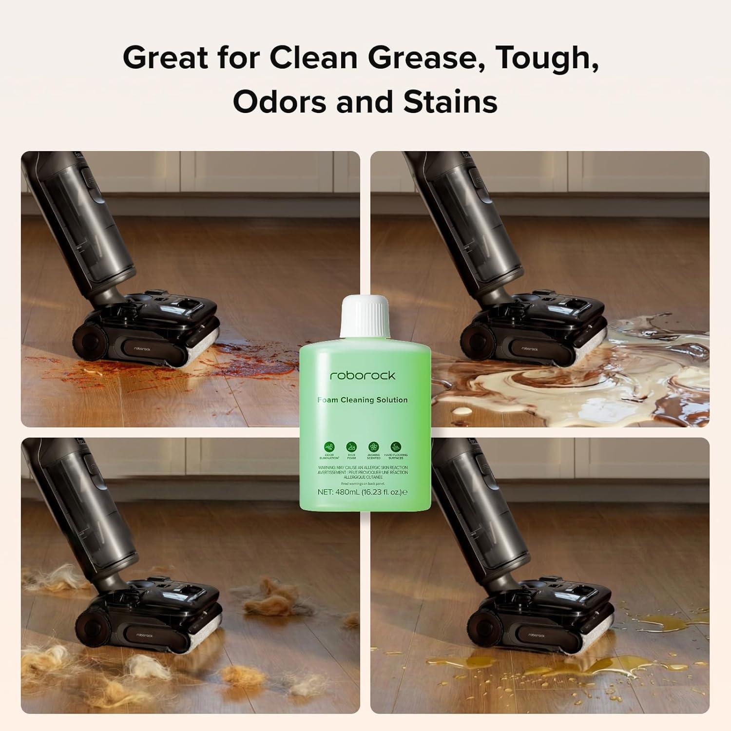 image:imageroborock Foam Floor Cleaning Solution Compatible with F25 ACE Pro Wet Dry Vacuum Cleaner Floor Cleaner for Hardwood Tile Hardfloor Ideal for Kitchen Mess Pet Zone 162 FL OZ Dilution Ratio 1200