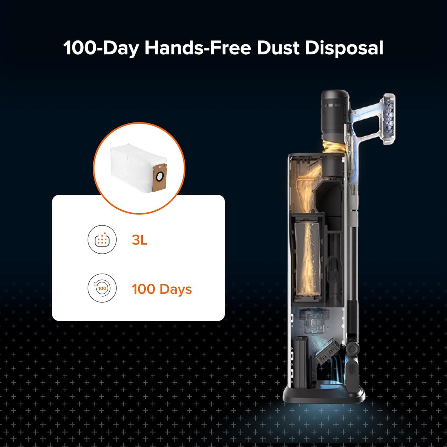 image:imageroborock 3 Packs Disposable Dust Bags for H60 Hub Ultra and H60 Hub Pro Cordless Vacuum Cleaner with AutoEmpty Dock Stick Vacuum Cleaner for Home and Pet Hair AntiTangle Brush LED Dust Detection