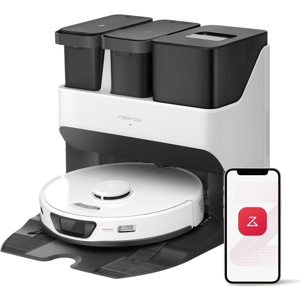 image:imageroborock S7 Max Ultra Robot Vacuum and Mop Combo Auto Mop Drying Auto Mop Washing SelfEmptying SelfRefilling 5500Pa Suction Reactive Tech Obstacle Avoidance White RenewedS7MaxUltraWhite