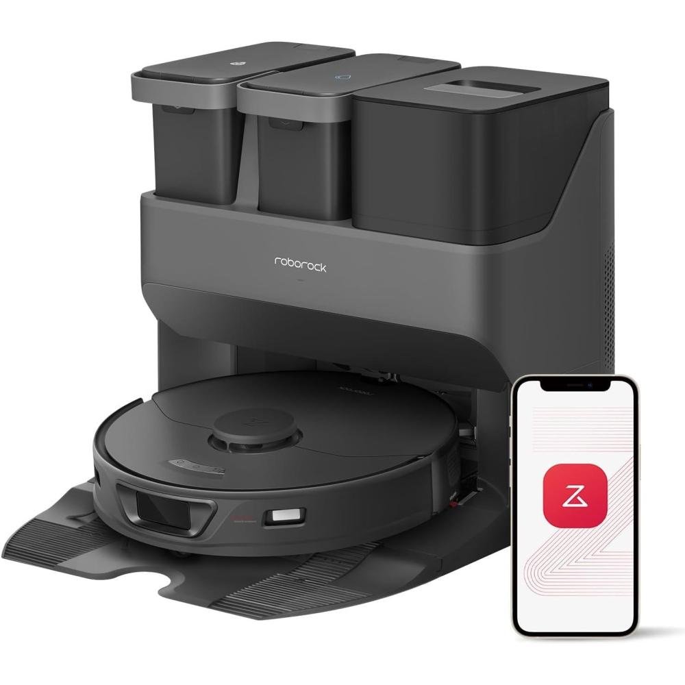 image:imageroborock S7 Max Ultra Robot Vacuum and Mop Combo Auto Mop Drying Auto Mop Washing SelfEmptying SelfRefilling 5500Pa Suction Reactive Tech Obstacle Avoidance White RenewedS7MaxUltraBlack