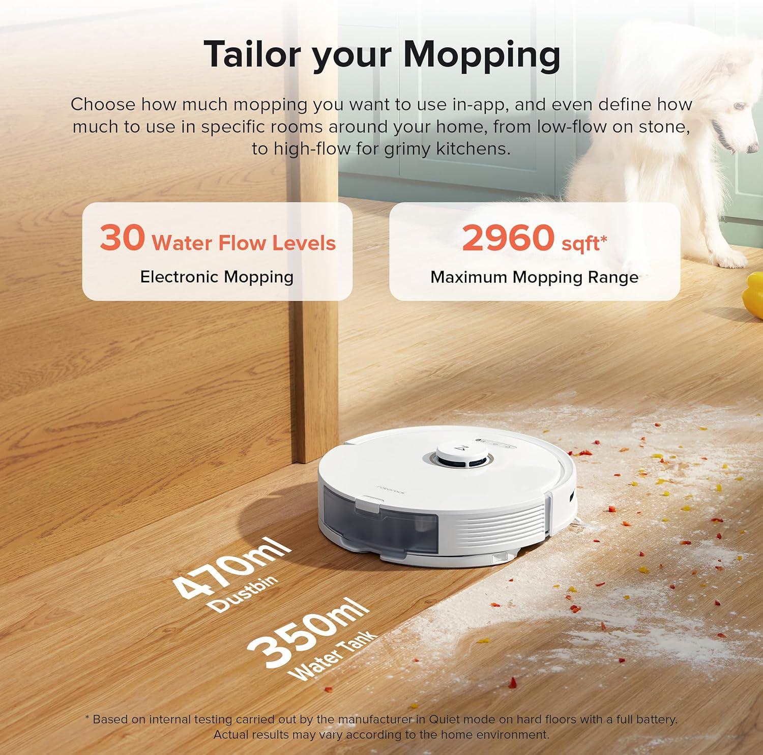 image:imageroborock Q8 Max Robot Vacuum and Mop SelfEmptying HandsFree Cleaning for up to 7 Weeks Reactive Tech Obstacle Avoidance 5500 Pa Suction DuoRoller Brush APPControlled Mopping White