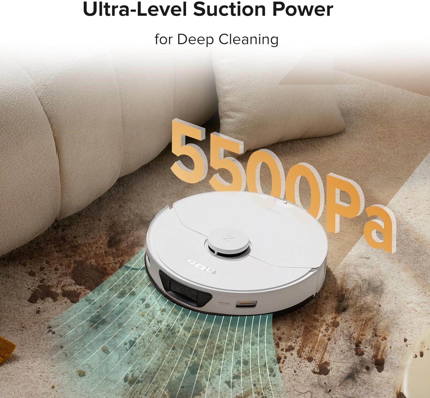 image:imageroborock S7 Max Ultra Robot Vacuum and Mop Combo Auto Mop Drying Auto Mop Washing SelfEmptying SelfRefilling 5500Pa Suction Reactive Tech Obstacle Avoidance White RenewedS7MaxUltraWhite