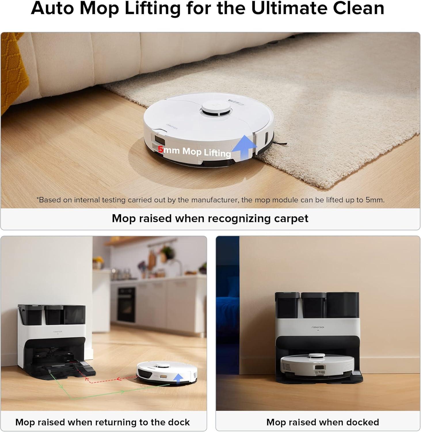 image:imageroborock S7 Max Ultra Robot Vacuum and Mop Combo Auto Mop Drying Auto Mop Washing SelfEmptying SelfRefilling 5500Pa Suction Reactive Tech Obstacle Avoidance White RenewedS7MaxUltraWhite