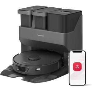 roborock S7 Max Ultra Robot Vacuum and Mop Combo, Auto Mop Drying, Auto Mop Washing, Self-Emptying, Self-Refilling, 5500Pa Suction, Reactive Tech Obstacle Avoidance, White (Renewed)(S7MaxUltra(Black))