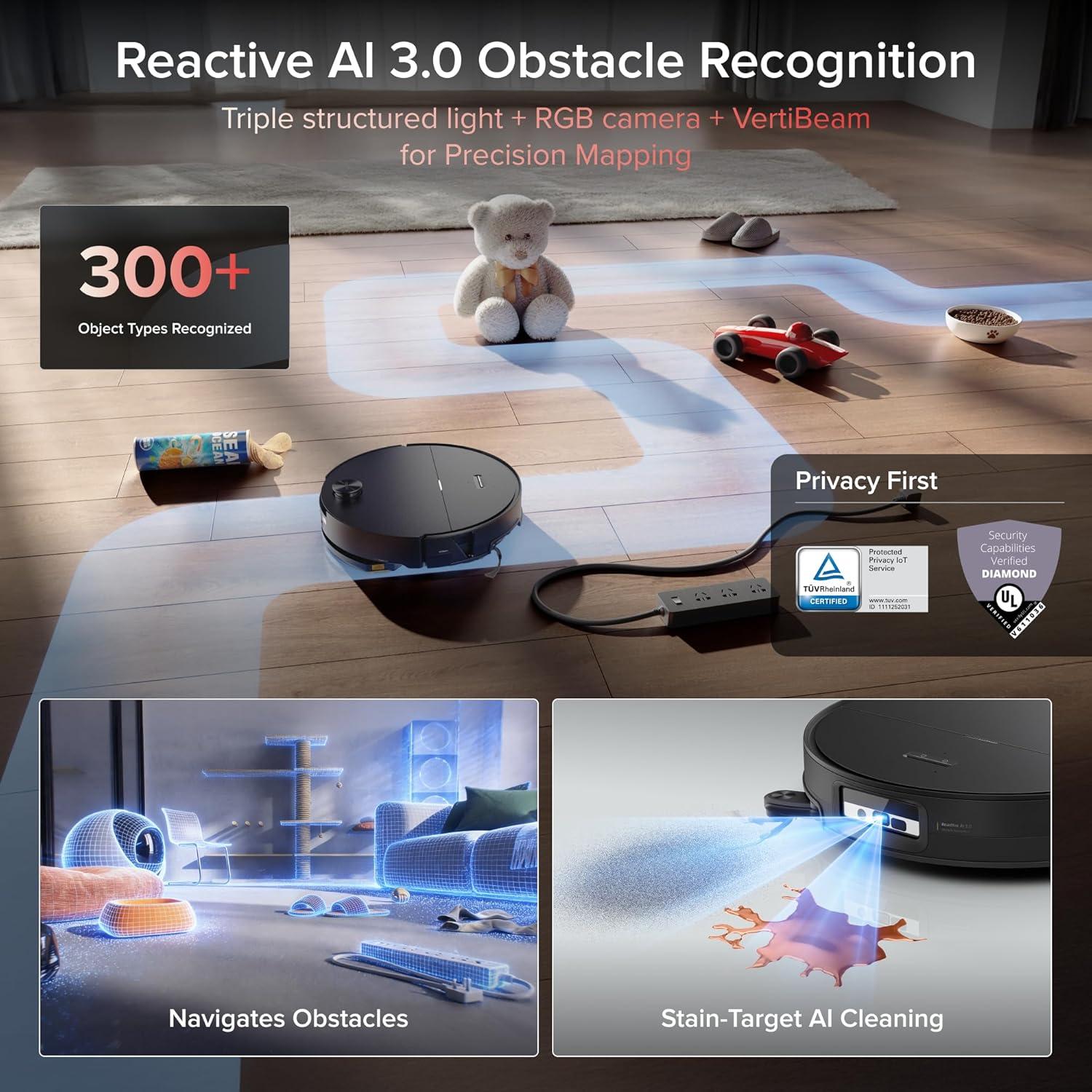 image:imageroborock Saros 20 Sonic Robot Vacuum and Mop 36000Pa Suction 346 in DoubleLayer Threshold Reactive AI 30 Obstacle Recognition 212F Hot Water Wash ZeroTangling 314 Ultra Slim BlackBlack