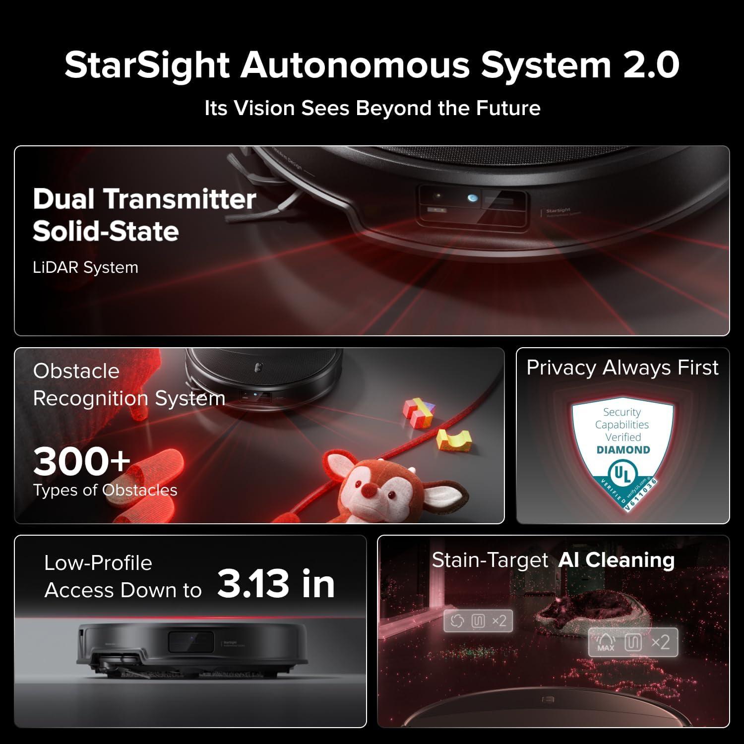 image:imageroborock Saros 20 Sonic Robot Vacuum and Mop 36000Pa Suction 346 in DoubleLayer Threshold Reactive AI 30 Obstacle Recognition 212F Hot Water Wash ZeroTangling 314 Ultra Slim BlackBlack01