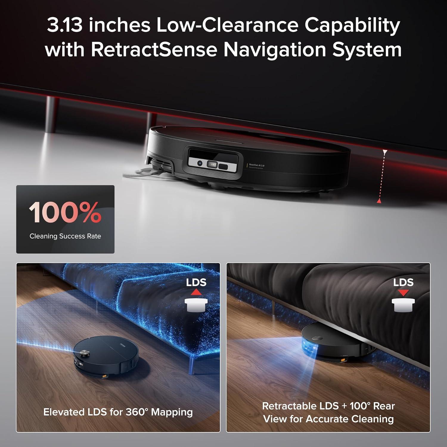 image:imageroborock Saros 20 Sonic Robot Vacuum and Mop 36000Pa Suction 346 in DoubleLayer Threshold Reactive AI 30 Obstacle Recognition 212F Hot Water Wash ZeroTangling 314 Ultra Slim BlackBlack