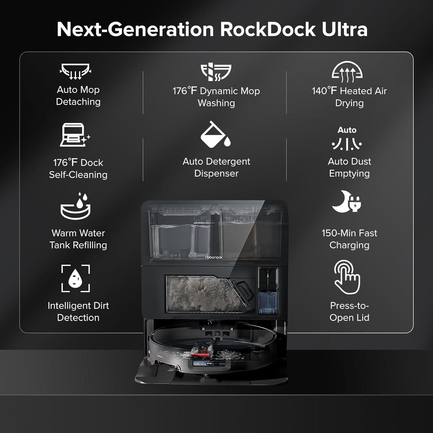 image:imageroborock Saros 20 Sonic Robot Vacuum and Mop 36000Pa Suction 346 in DoubleLayer Threshold Reactive AI 30 Obstacle Recognition 212F Hot Water Wash ZeroTangling 314 Ultra Slim BlackBlack02