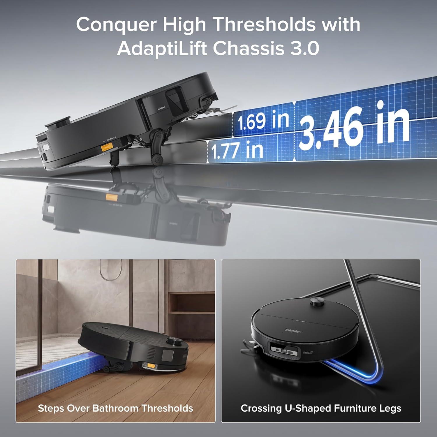 image:imageroborock Saros 20 Sonic Robot Vacuum and Mop 36000Pa Suction 346 in DoubleLayer Threshold Reactive AI 30 Obstacle Recognition 212F Hot Water Wash ZeroTangling 314 Ultra Slim BlackBlack