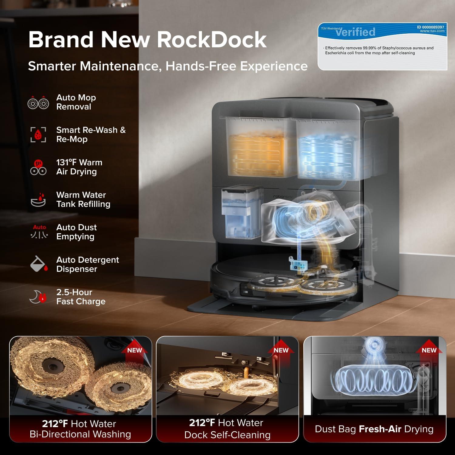 image:imageroborock Saros 20 Sonic Robot Vacuum and Mop 36000Pa Suction 346 in DoubleLayer Threshold Reactive AI 30 Obstacle Recognition 212F Hot Water Wash ZeroTangling 314 Ultra Slim BlackBlack01