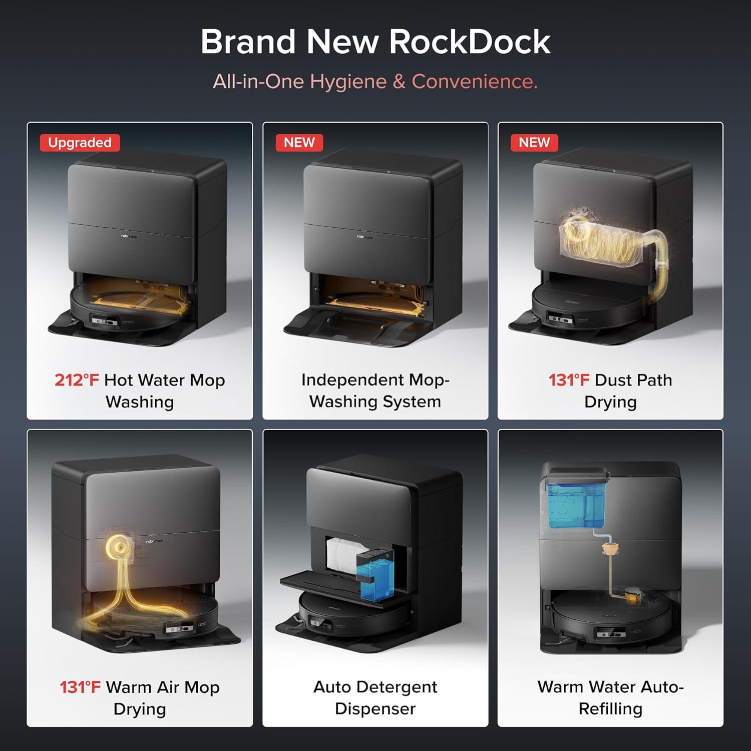 image:imageroborock Saros 20 Sonic Robot Vacuum and Mop 36000Pa Suction 346 in DoubleLayer Threshold Reactive AI 30 Obstacle Recognition 212F Hot Water Wash ZeroTangling 314 Ultra Slim BlackBlack