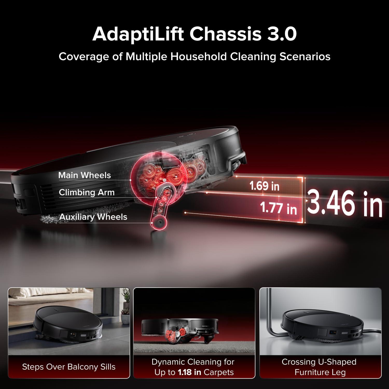 image:imageroborock Saros 20 Sonic Robot Vacuum and Mop 36000Pa Suction 346 in DoubleLayer Threshold Reactive AI 30 Obstacle Recognition 212F Hot Water Wash ZeroTangling 314 Ultra Slim BlackBlack01