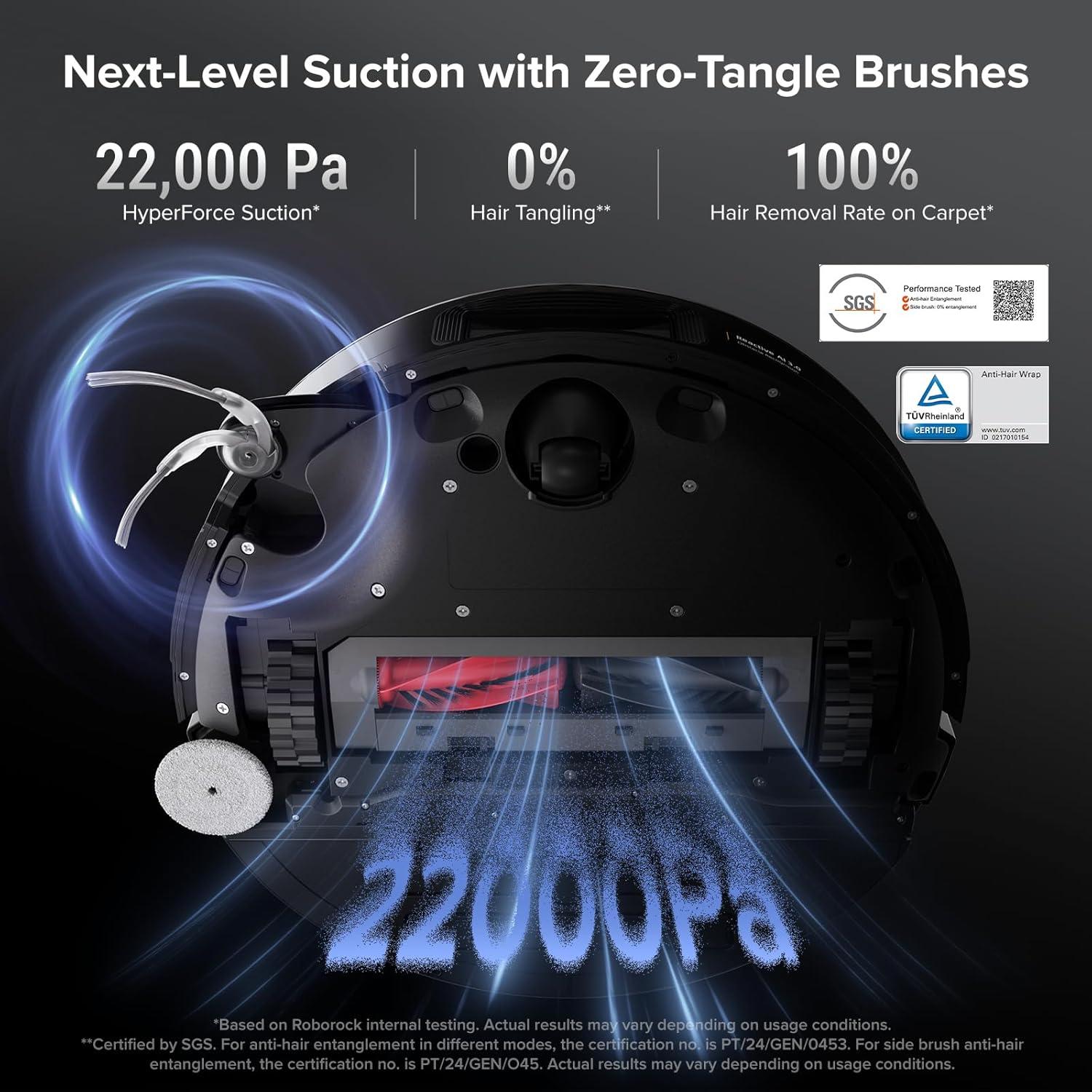 image:imageroborock Saros 20 Sonic Robot Vacuum and Mop 36000Pa Suction 346 in DoubleLayer Threshold Reactive AI 30 Obstacle Recognition 212F Hot Water Wash ZeroTangling 314 Ultra Slim BlackBlack03