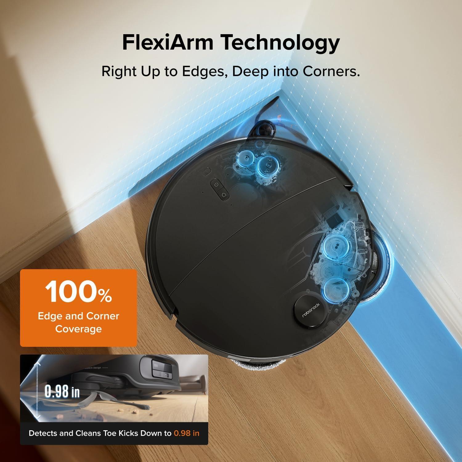 image:imageroborock Qrevo Edge 2 Robot Vacuum and Mop 25000Pa 314 UltraSlim ZeroTangle AI Object Recognition 176 Hot Water Mop Washing amp AutoDrying Carpet amp Pet Hair FlexiArm Edge Cleaning