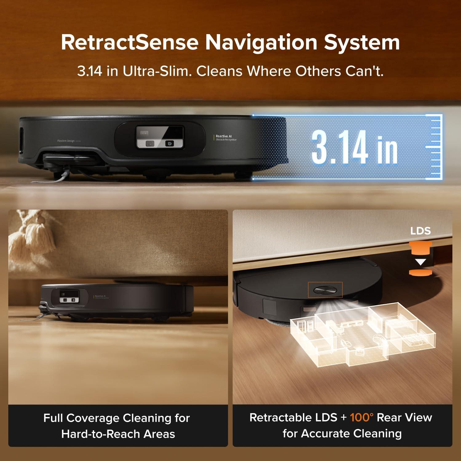 image:imageroborock Qrevo Edge 2 Robot Vacuum and Mop 25000Pa 314 UltraSlim ZeroTangle AI Object Recognition 176 Hot Water Mop Washing amp AutoDrying Carpet amp Pet Hair FlexiArm Edge Cleaning