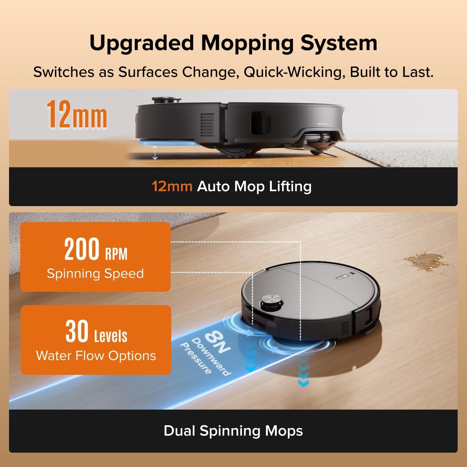 image:imageroborock Qrevo Edge 2 Robot Vacuum and Mop 25000Pa 314 UltraSlim ZeroTangle AI Object Recognition 176 Hot Water Mop Washing amp AutoDrying Carpet amp Pet Hair FlexiArm Edge Cleaning