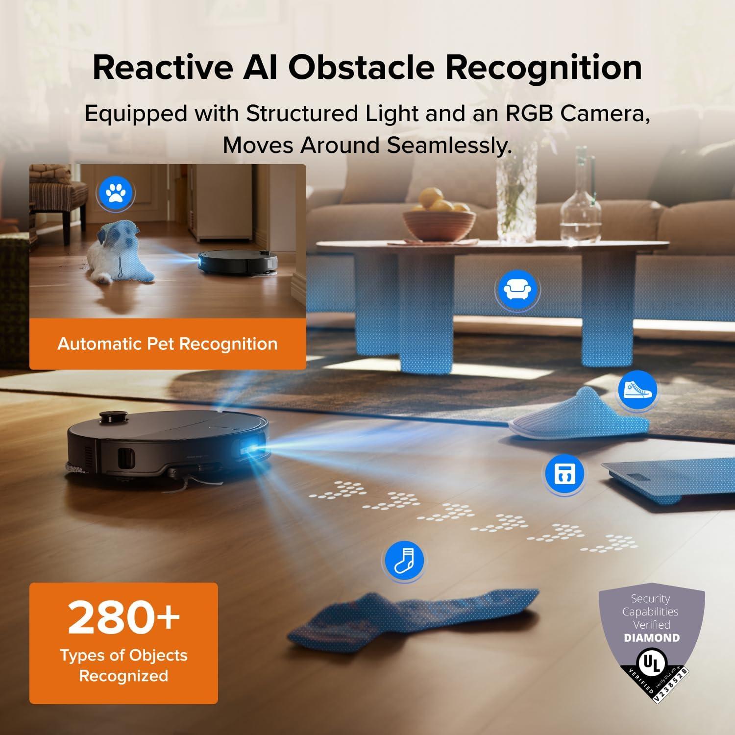 image:imageroborock Qrevo Edge 2 Robot Vacuum and Mop 25000Pa 314 UltraSlim ZeroTangle AI Object Recognition 176 Hot Water Mop Washing amp AutoDrying Carpet amp Pet Hair FlexiArm Edge Cleaning