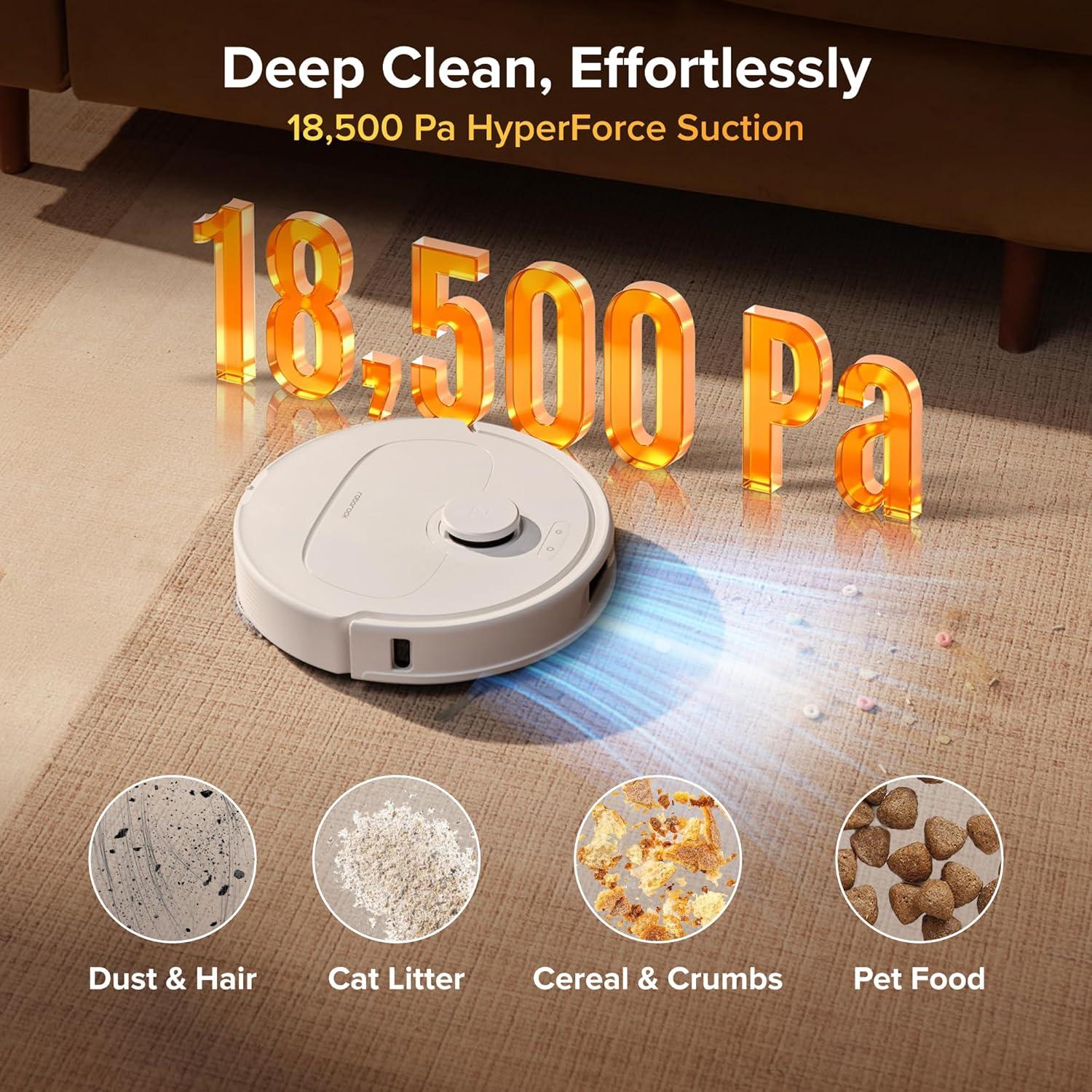 image:imageroborock Qrevo S Pro Robot Vacuum and Mop 18500Pa Suction Multifunctional Dock with 167 Mop SelfCleaning Smart Obstacle Avoidance AntiTangle Brush Liftable Spinning Mop BlackWhite