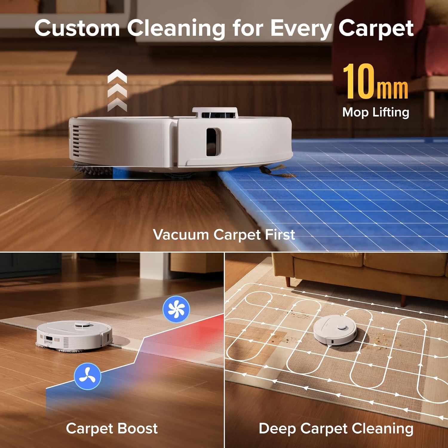 image:imageroborock Qrevo S Pro Robot Vacuum and Mop 18500Pa Suction Multifunctional Dock with 167 Mop SelfCleaning Smart Obstacle Avoidance AntiTangle Brush Liftable Spinning Mop BlackWhite