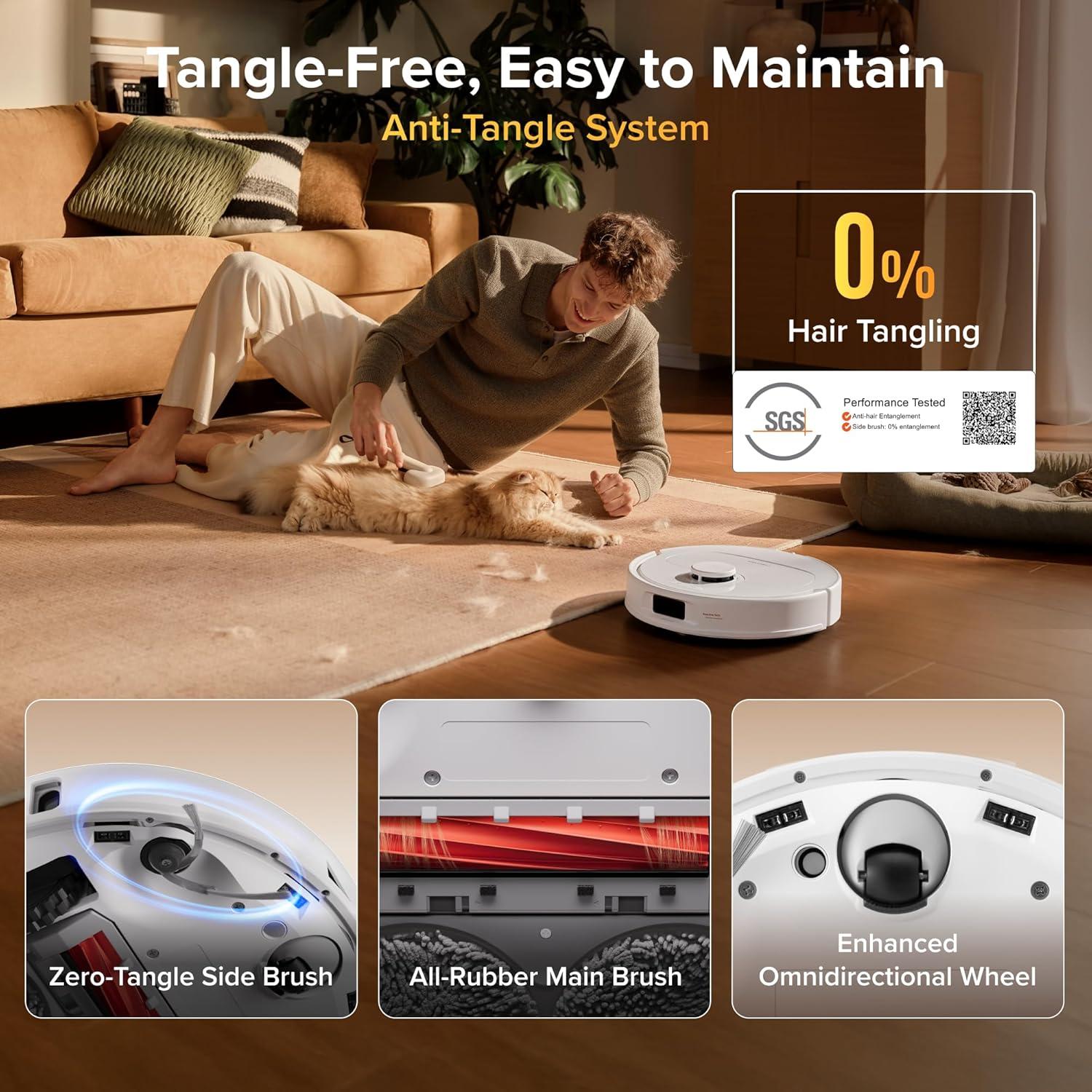 image:imageroborock Qrevo S Pro Robot Vacuum and Mop 18500Pa Suction Multifunctional Dock with 167 Mop SelfCleaning Smart Obstacle Avoidance AntiTangle Brush Liftable Spinning Mop BlackWhite
