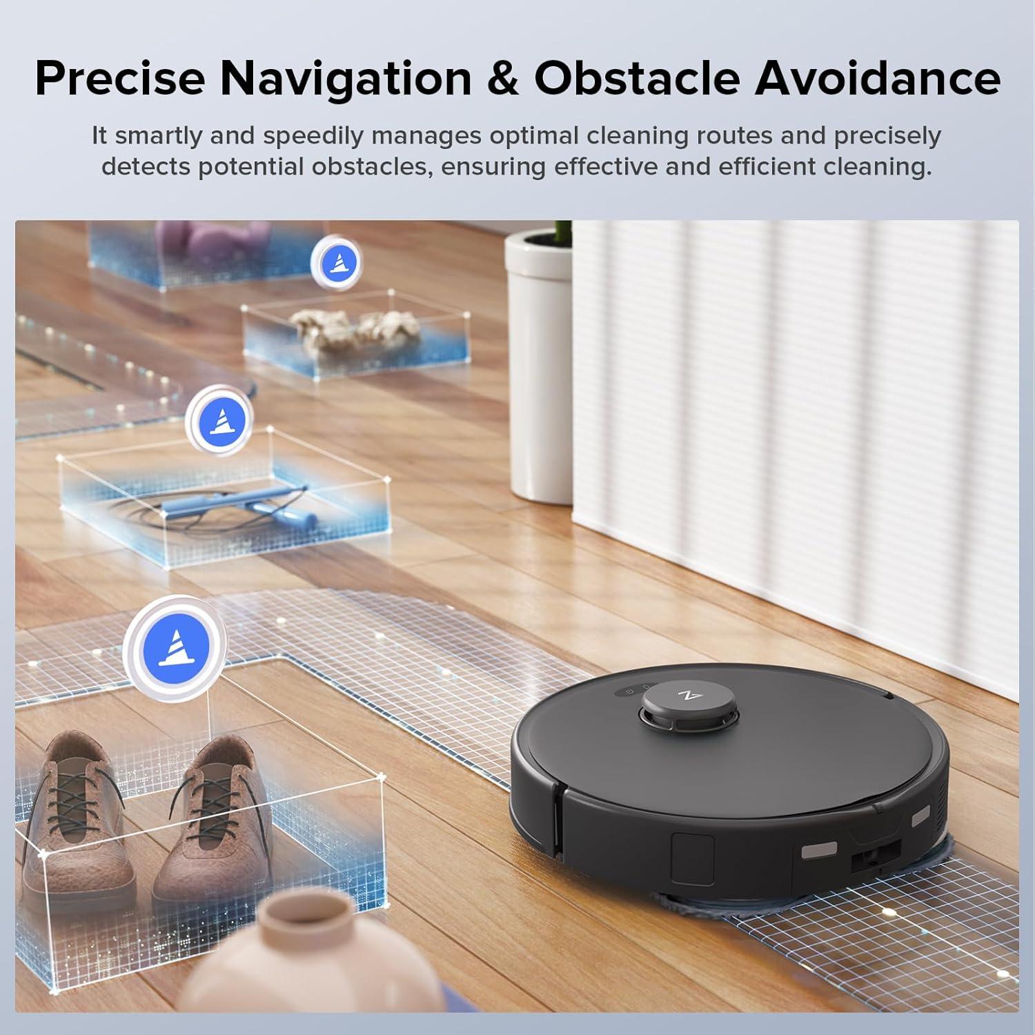 image:imageRoborock Qrevo Edge S5A Robot Vacuum and Mop 18500Pa ZeroTangling FlexiArm Side Brush Hot Water Mop Washing amp SelfCleaning Warm Air Drying SelfEmptying Black Renewed