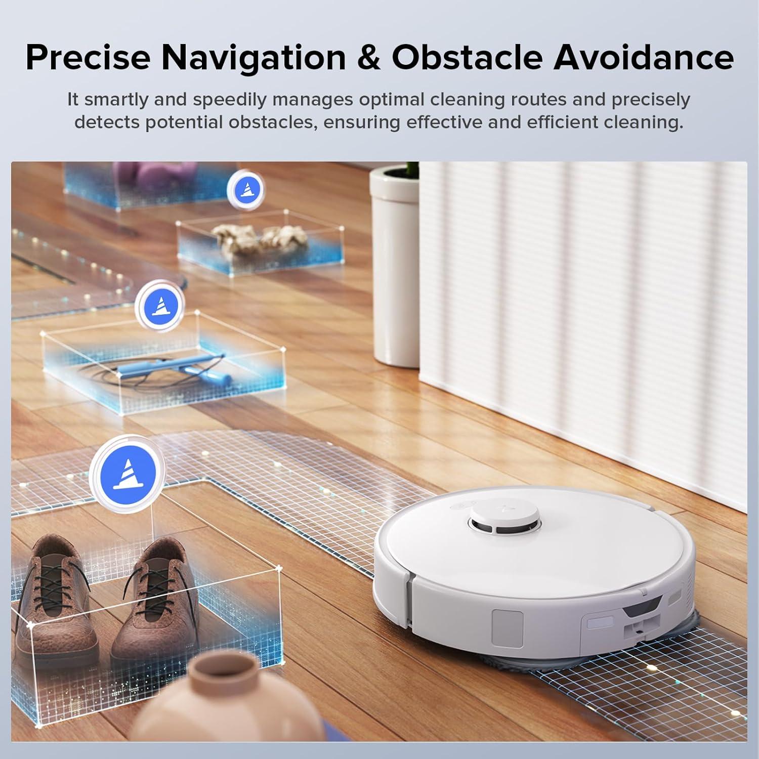image:imageRoborock Qrevo Edge S5A Robot Vacuum and Mop 18500Pa ZeroTangling FlexiArm Side Brush Hot Water Mop Washing amp SelfCleaning Warm Air Drying SelfEmptying White Renewed