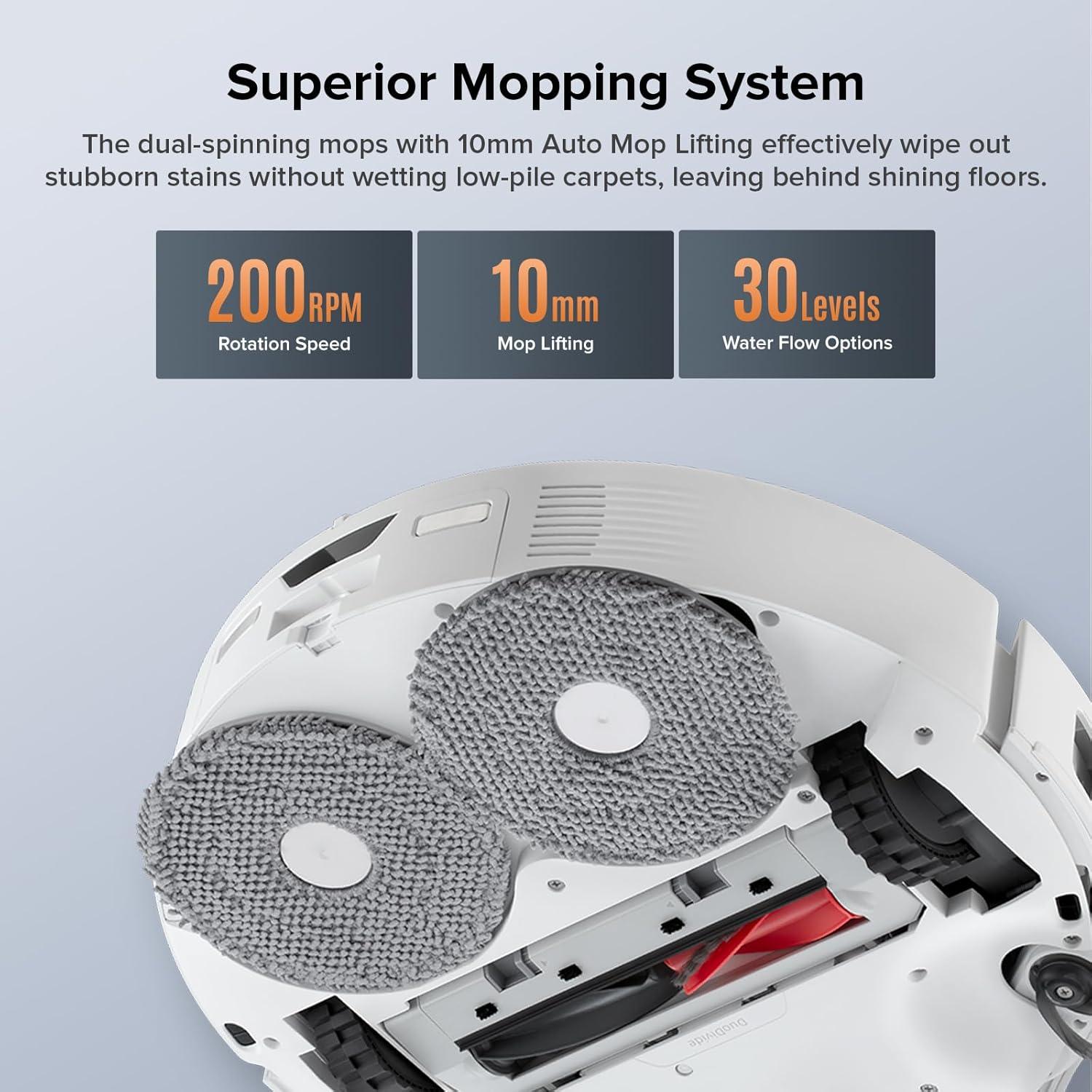 image:imageRoborock Qrevo Edge S5A Robot Vacuum and Mop 18500Pa ZeroTangling FlexiArm Side Brush Hot Water Mop Washing amp SelfCleaning Warm Air Drying SelfEmptying White Renewed