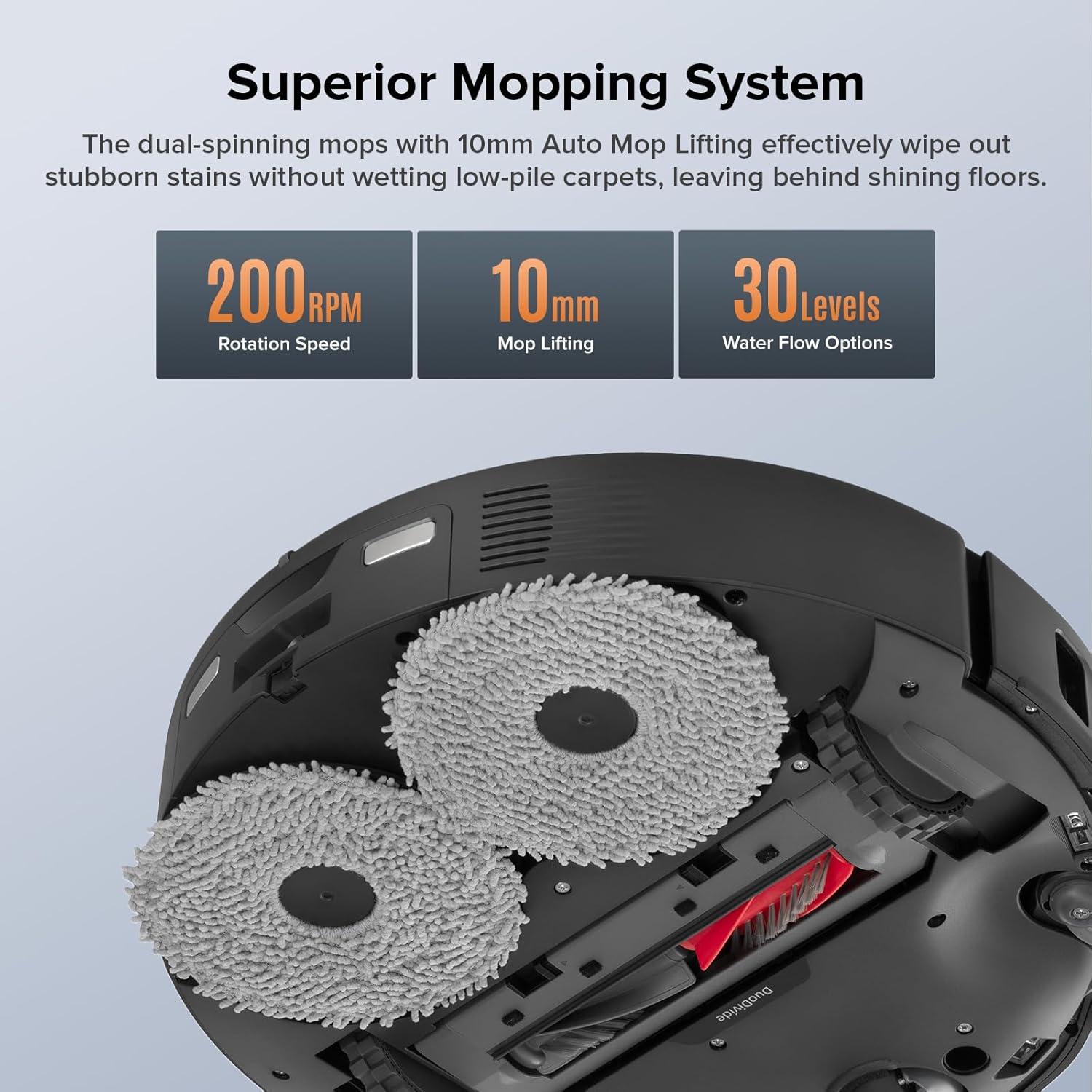 image:imageRoborock Qrevo Edge S5A Robot Vacuum and Mop 18500Pa ZeroTangling FlexiArm Side Brush Hot Water Mop Washing amp SelfCleaning Warm Air Drying SelfEmptying Black Renewed